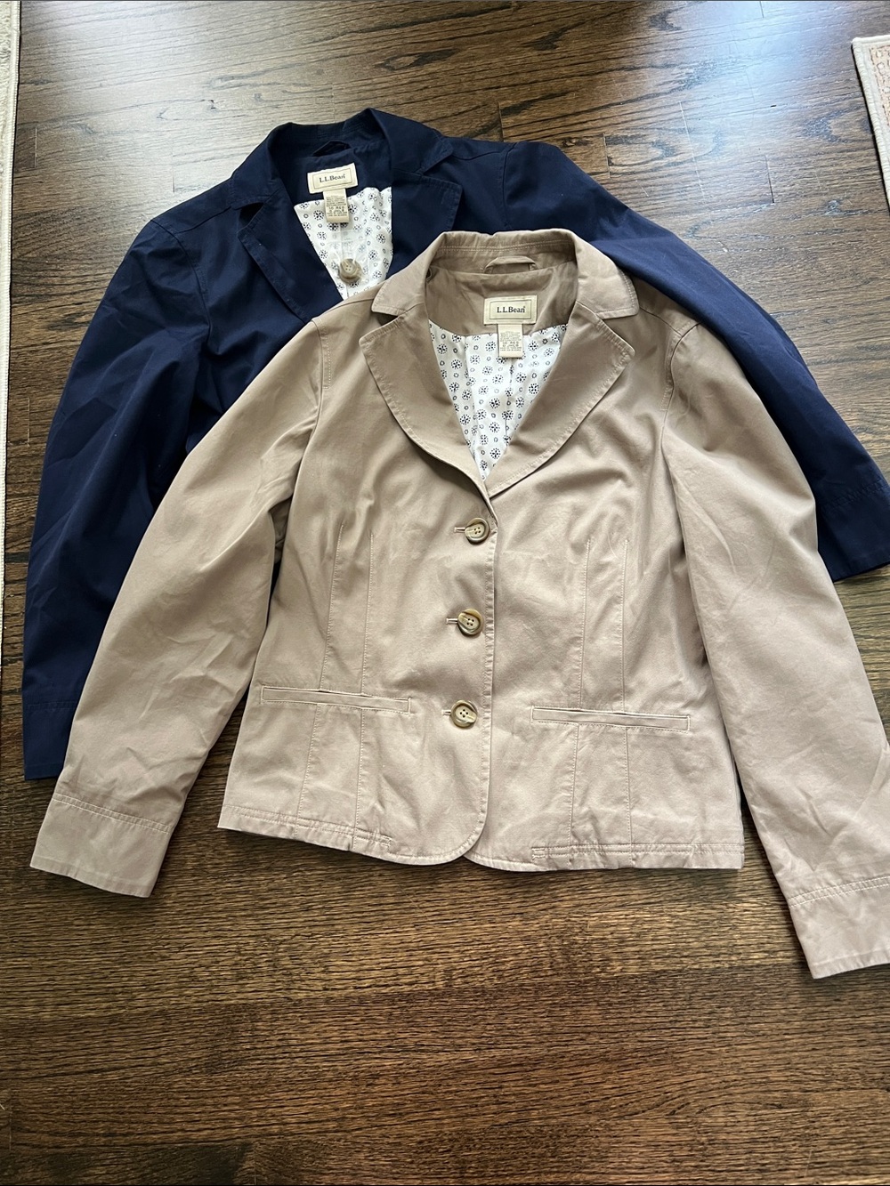 L.L. Bean Women’s Classic Tailored Blazer - Khaki (Beige) and Navy Blue, size 10